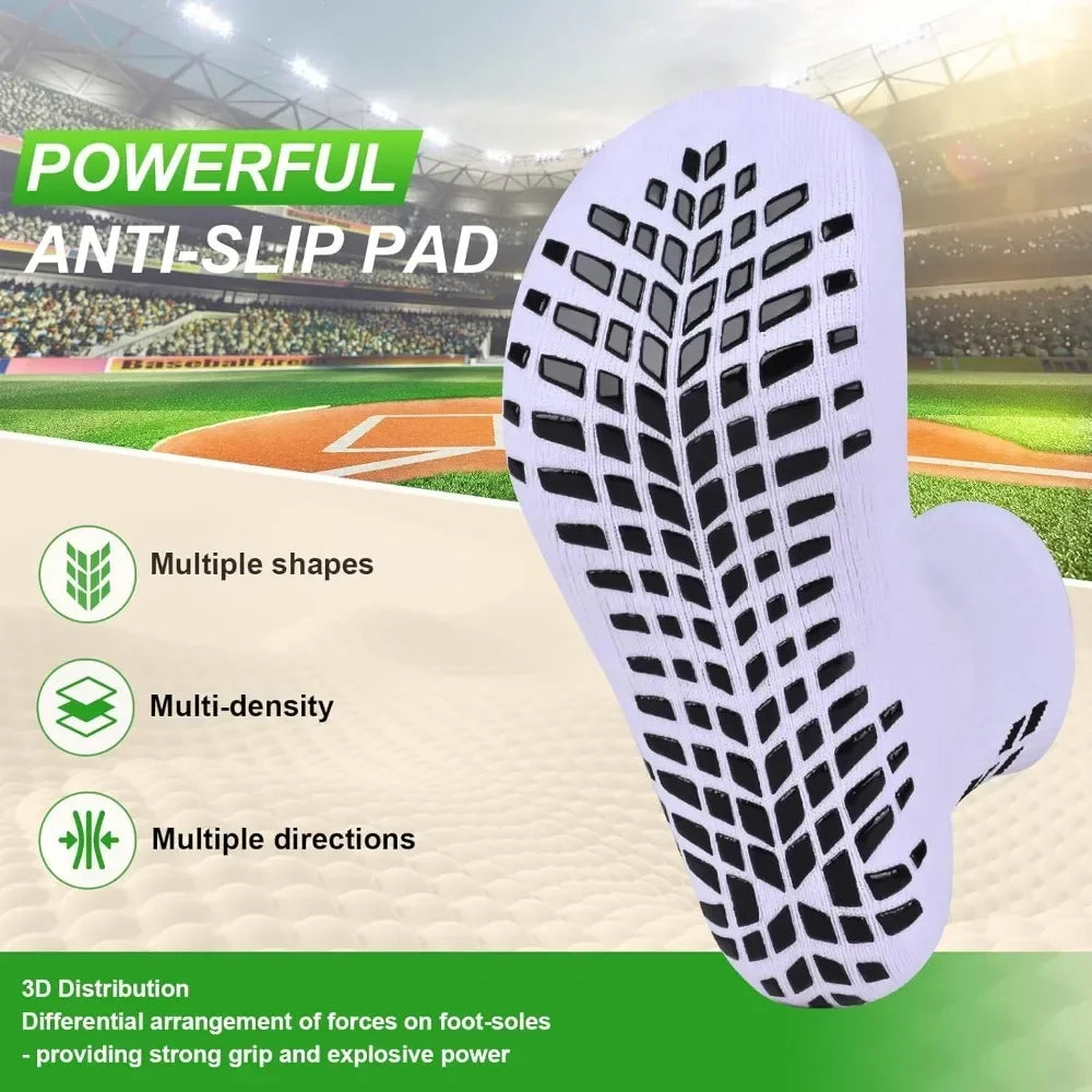 4 Pairs Non-slip Soccer Sports Socks Grip Football Basketball Socks Men Women 6-8.5 9-12