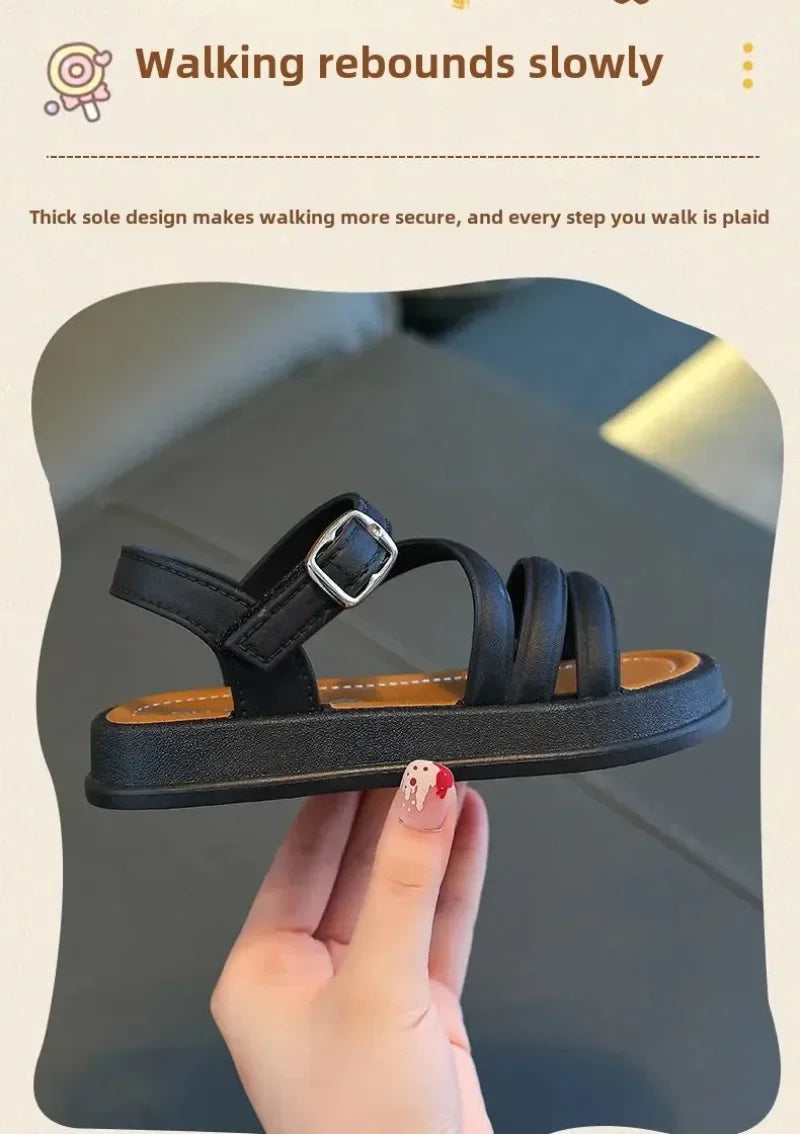 1-10Y Baby Girls Sandals Summer Children's New Cool Fashion Princess Cute Versatile Shoes for Students Flat Sandal Casual Shoe