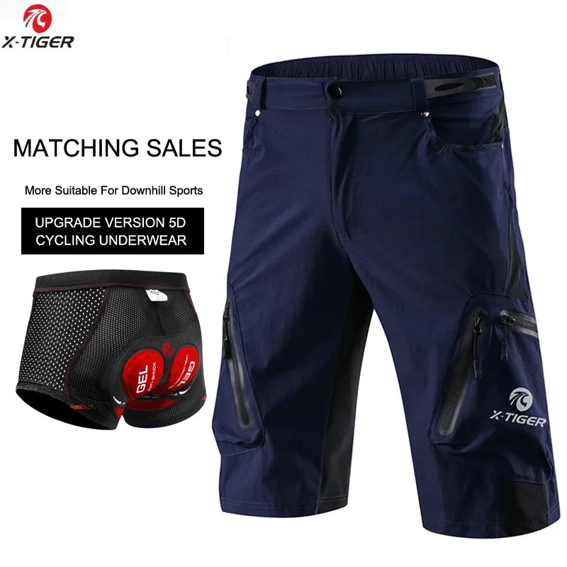 X-TIGER Mountain Bike Shorts Men's Summer Bicycle MTB Shorts Loose Fit Lightweight Outdoor Sports MTB Cycling Shorts