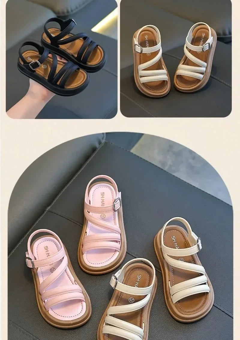 1-10Y Baby Girls Sandals Summer Children's New Cool Fashion Princess Cute Versatile Shoes for Students Flat Sandal Casual Shoe