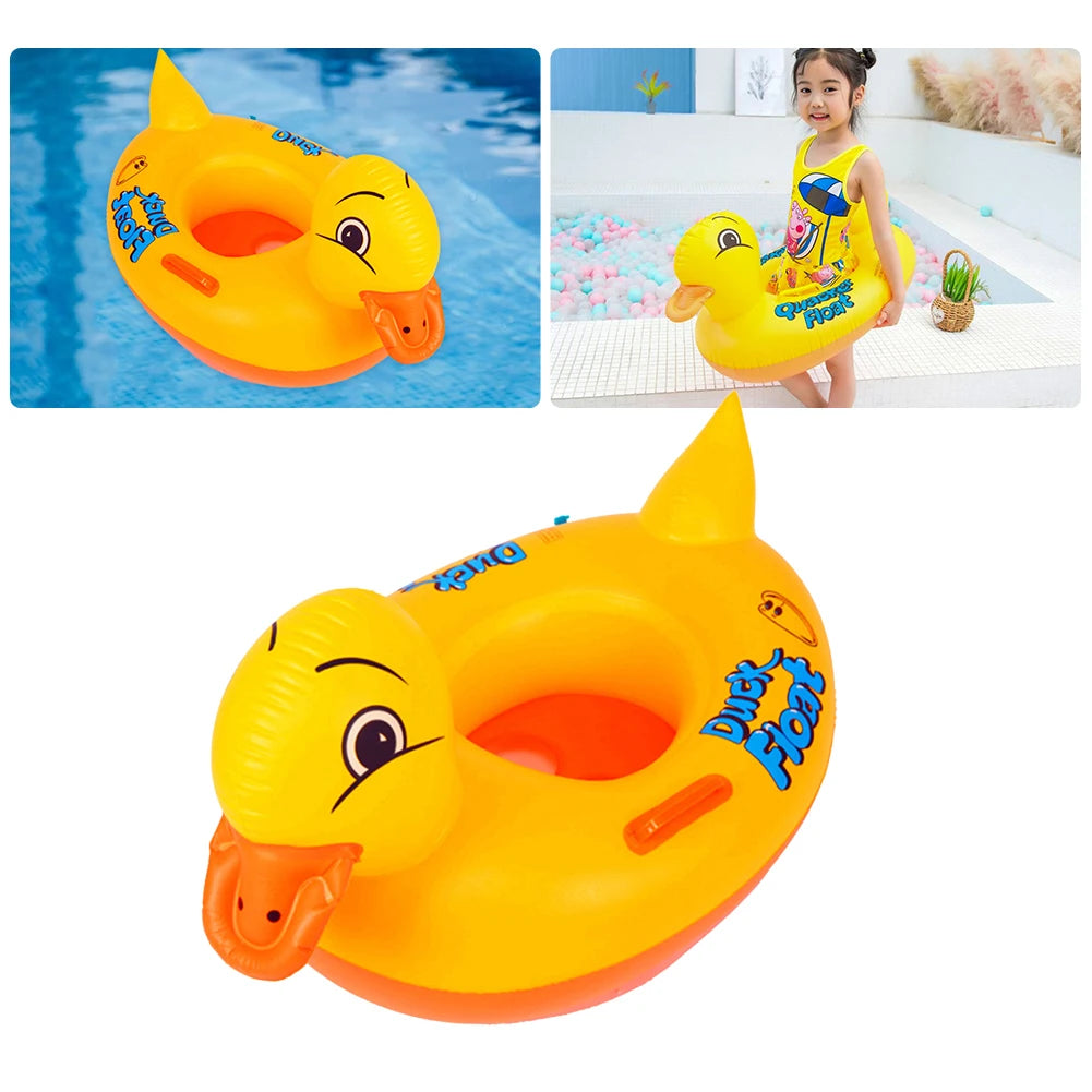 Inflatable Duck Swimming Ring with Handle Quacker Swimming Pool Ring PVC Floating Baby Swim Circle Kids Water Play Equipment