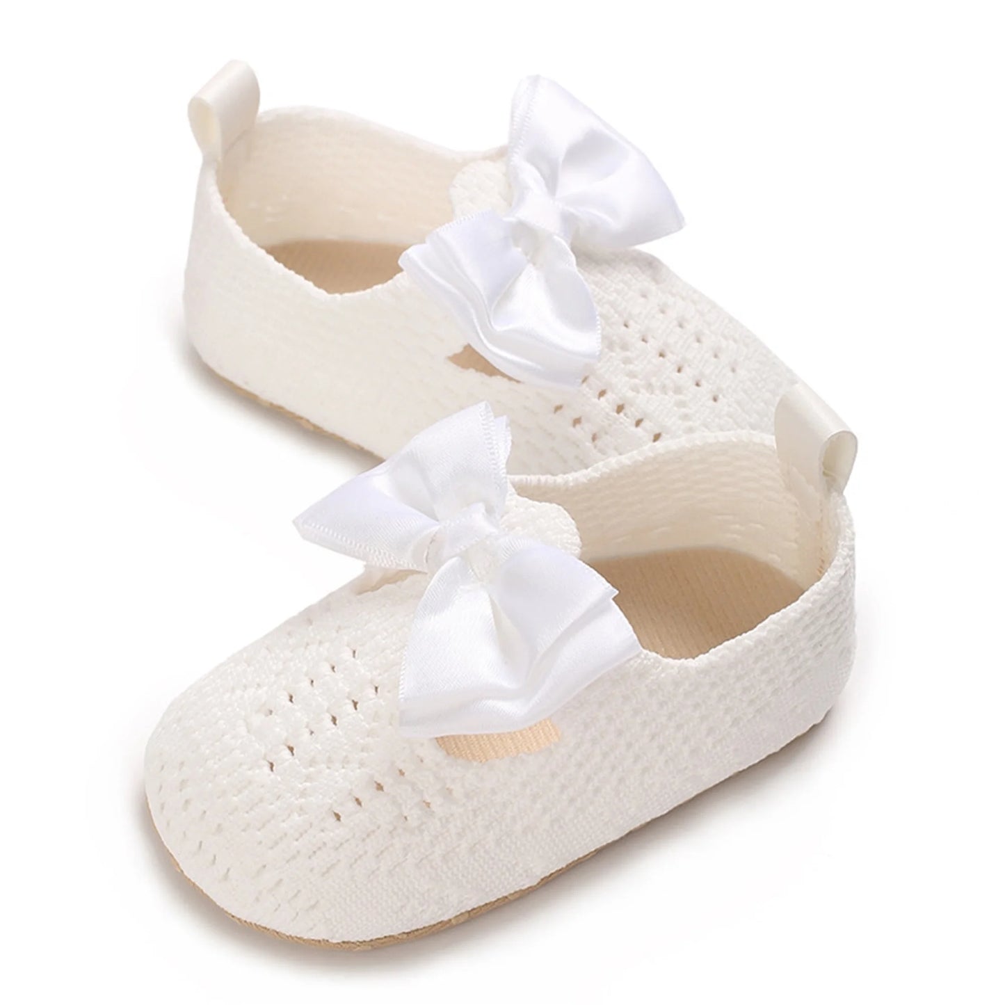 Cute Toddler Girl Knit Sandals with Bow Detail Lightweight Breathable Summer Shoes for Non-Slip Comfort