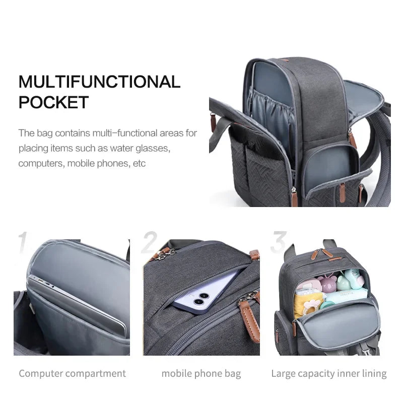Mommy Diaper Bags Backpack Mummy Large Capacity Travel Nappy Bags Multi-function Maternity Bags with Changing Mat