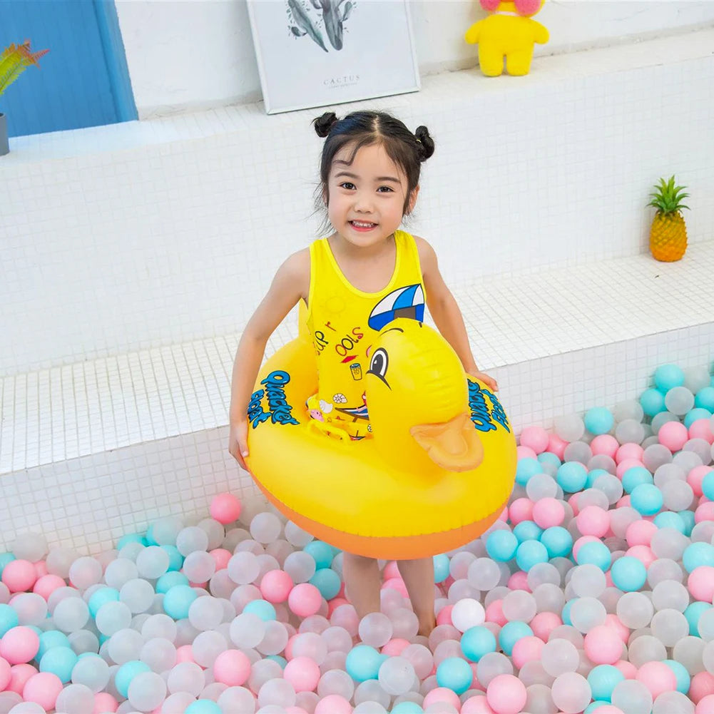 Inflatable Duck Swimming Ring with Handle Quacker Swimming Pool Ring PVC Floating Baby Swim Circle Kids Water Play Equipment