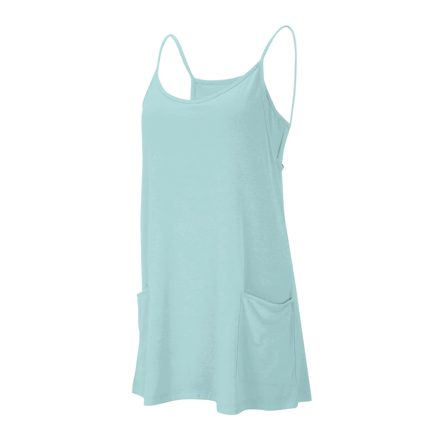 Sport Mini Dress For Women Summer Sleeveless Dress Casual Short Sundress Female Workout Tennis Athletic Onesie With Pockets