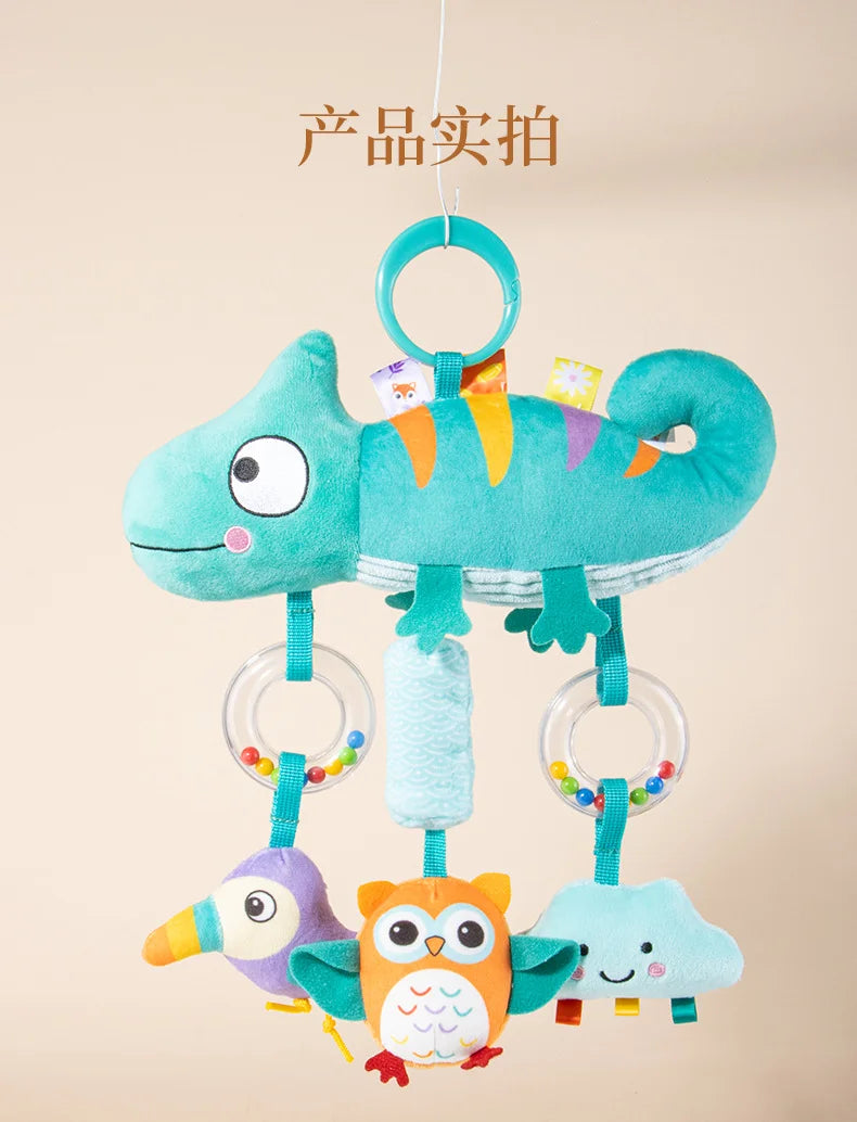 Crib Hanging Rattles Toys Baby Toys Cartoon Animal Spiral Hanging Toy with Ringing Bell Stroller Car Toys for Infant Newborn
