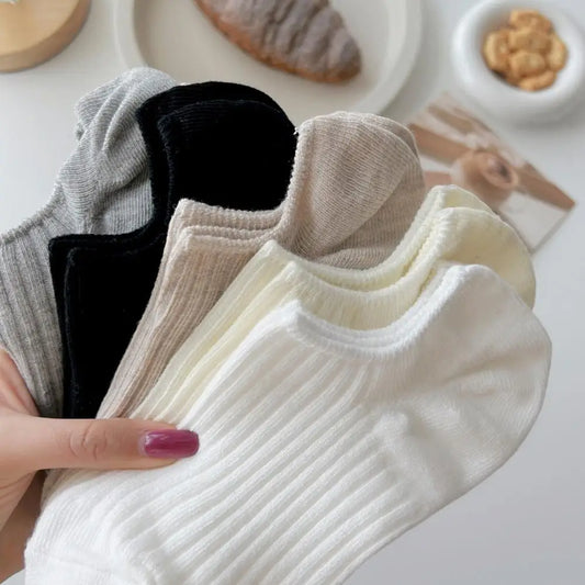 10 Pairs Thin Summer Socks Low-cut Invisible Socks Anti-slip Silicone Solid Color High Elasticity No Odor Daily Wear Outdoors Of