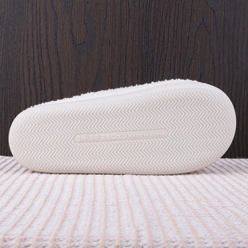 Christmas Elk Plush Slippers Comfortable Flat Thermal Slippers Anti Slip Fluffy Home Slippers Soft Couple Slippers for Men Women