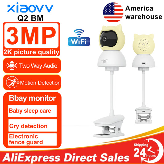 XIAOVV Baby Monitor 4MP WiFi indoor Cry detection Two-Way Audio Motion Detection Night Vision Baby Camera for Home Security Q2BM