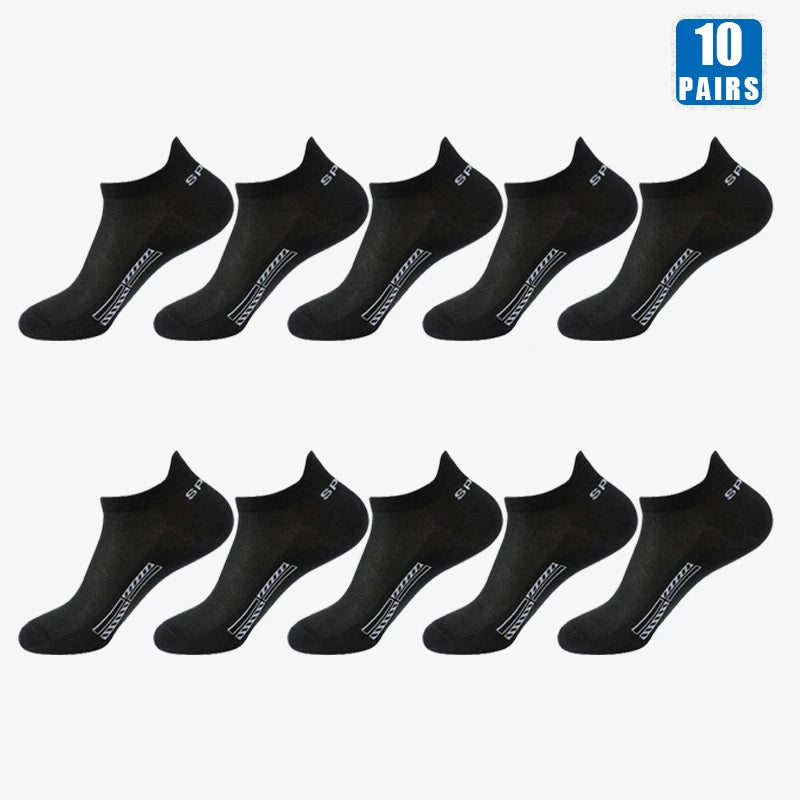 5/10 Pairs Cotton Men's Short Socks Crew Ankle Breathable Mesh Sports Casual Women Summer Low-Cut Thin Sock for Male