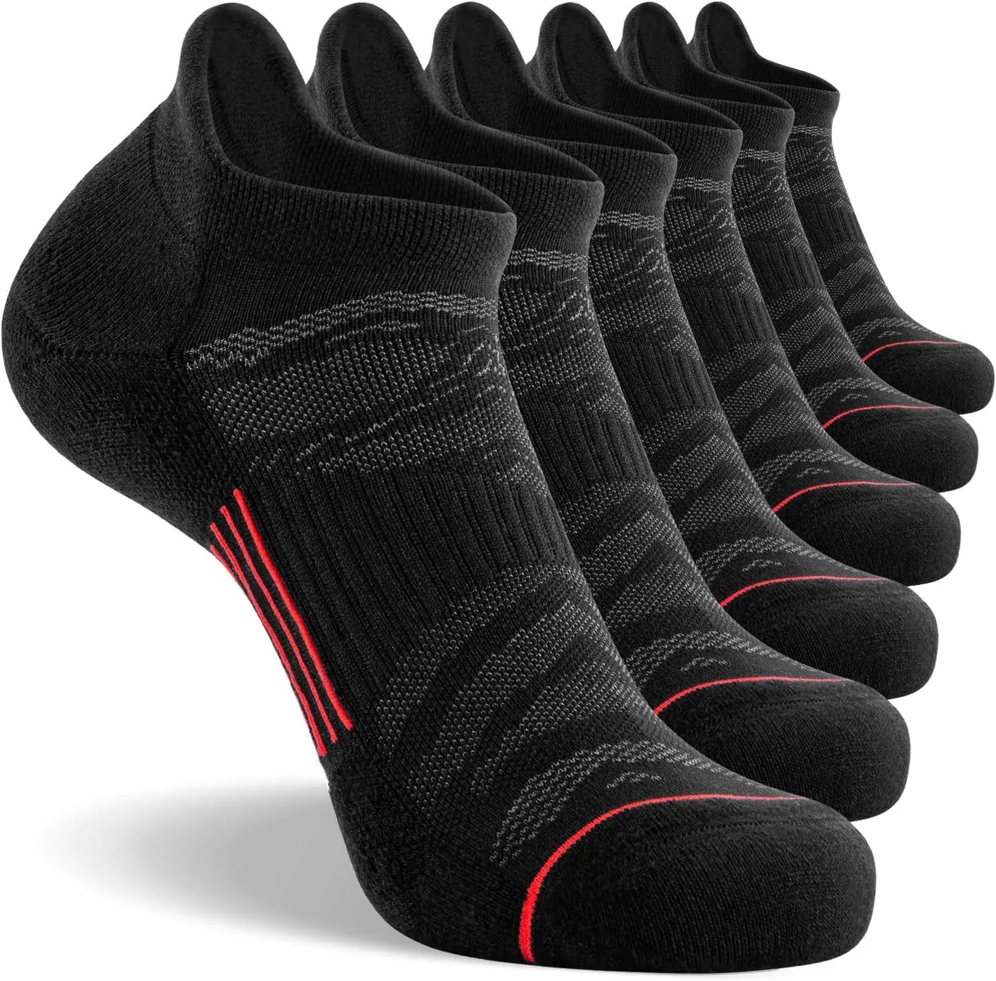 Men's 6 Pack Ankle Running Socks Low Cut Cushioned Athletic Sports Socks 7-9/9-12/12-15，Sports socks
