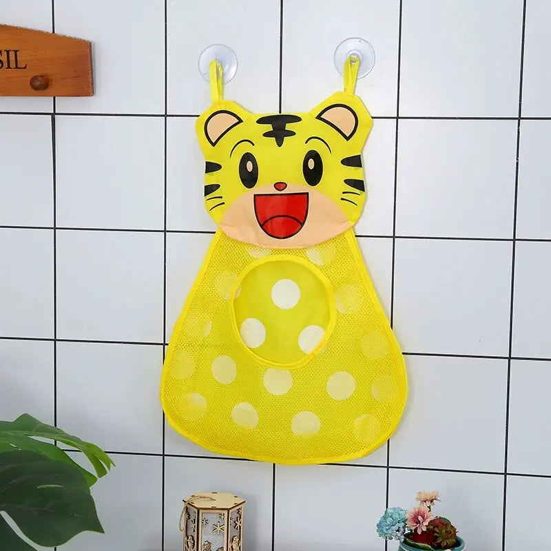 1pcs Cute Duck Tiger Frog Panda Bath Toys Mesh Net Storage Bag Strong Suction Cups Bath Game Bag Bathroom Organizer Water Toys