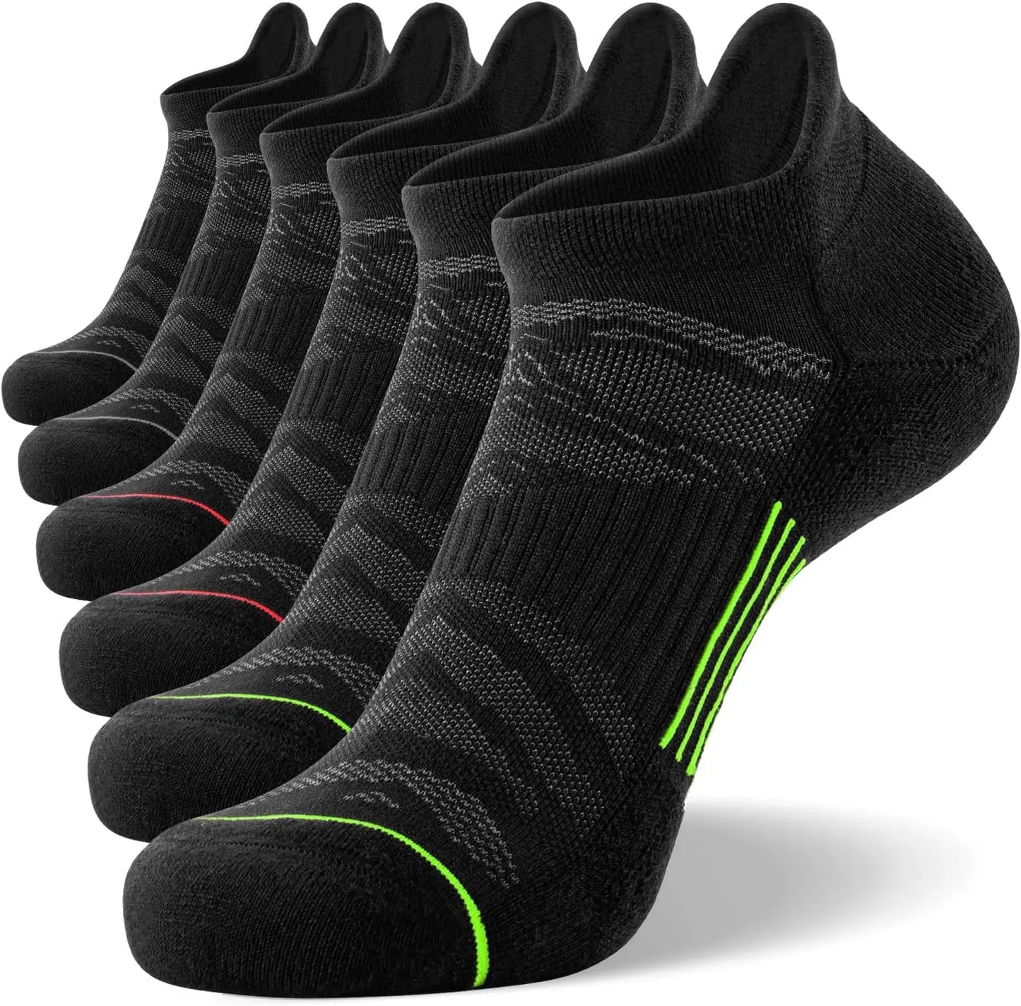 Men's 6 Pack Ankle Running Socks Low Cut Cushioned Athletic Sports Socks 7-9/9-12/12-15，Sports socks
