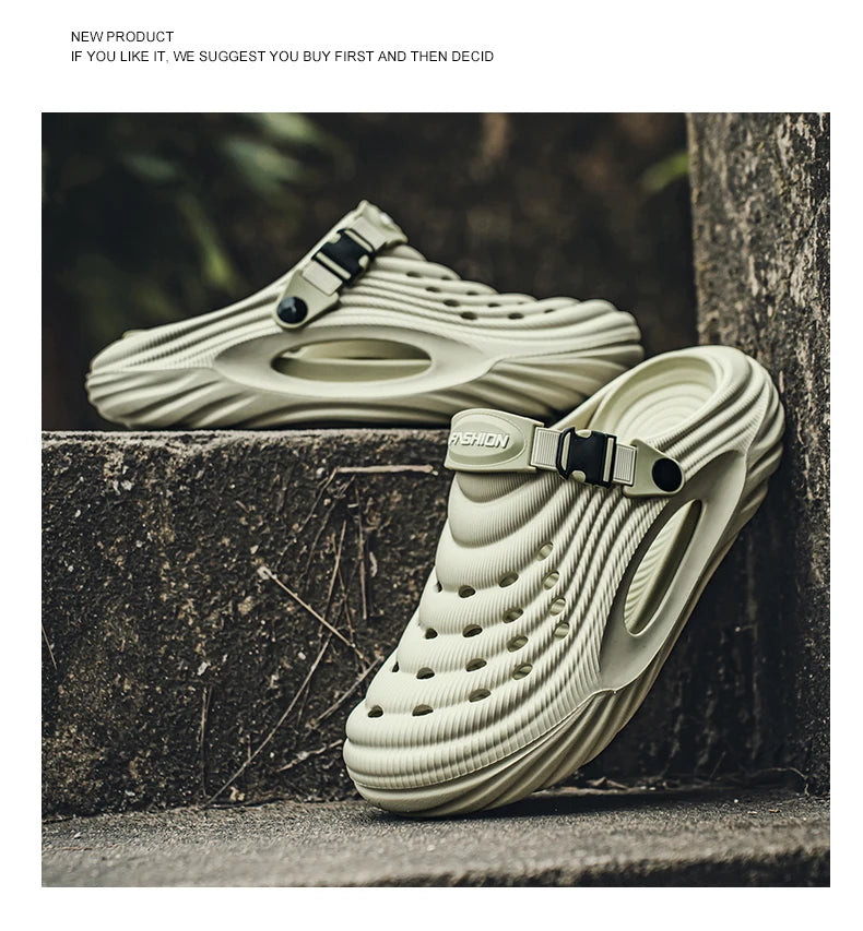 2025 Unisex Summer Slippers Men Clogs Platform Women Beach Sandals Outdoor Casual Non-slip Footwear Men Sandals