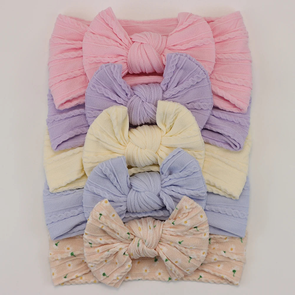 5Pcs Baby Bows Headbands Lot Elastic Knit Newborn Baby Girl Headband Set Children Turban Kids Hair Bands Baby Hair Accessories
