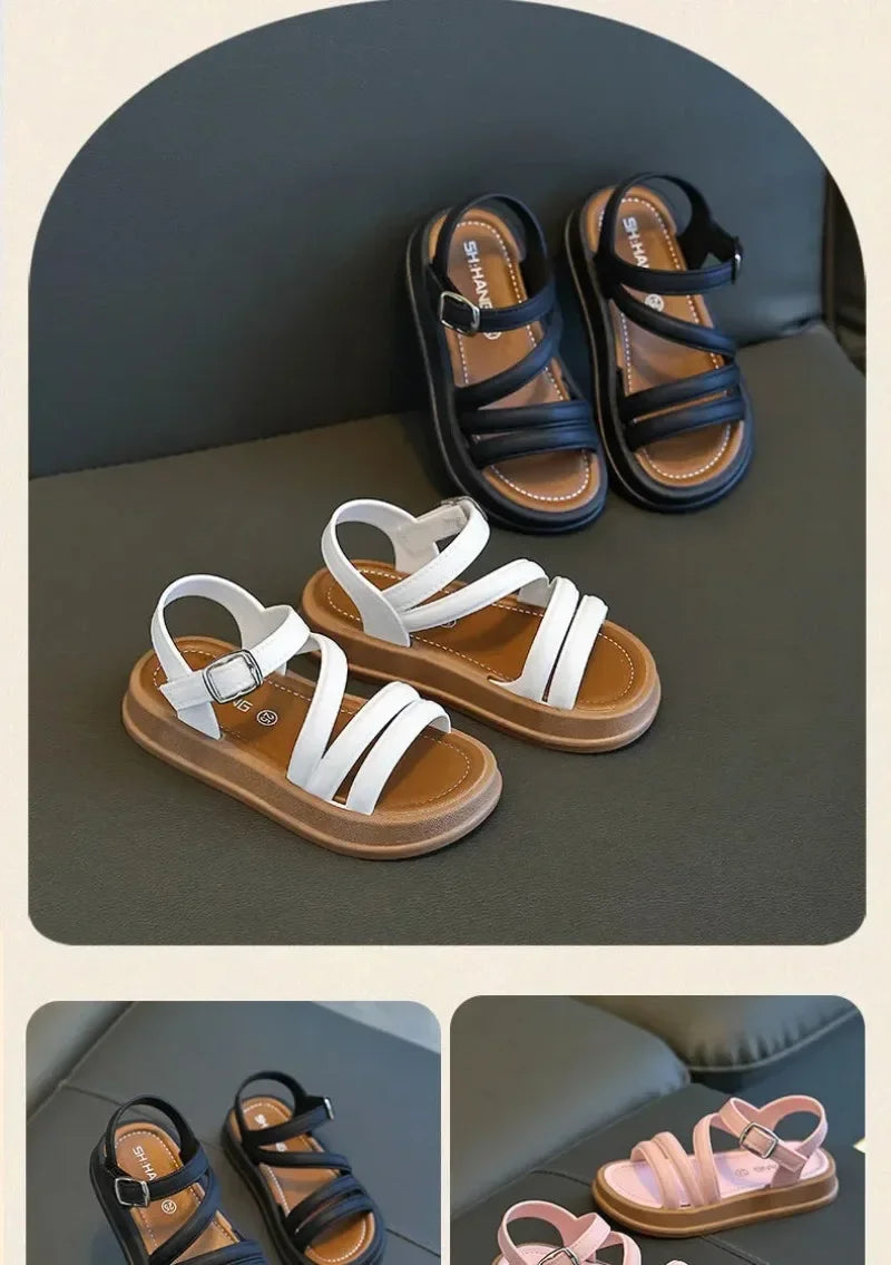 1-10Y Baby Girls Sandals Summer Children's New Cool Fashion Princess Cute Versatile Shoes for Students Flat Sandal Casual Shoe
