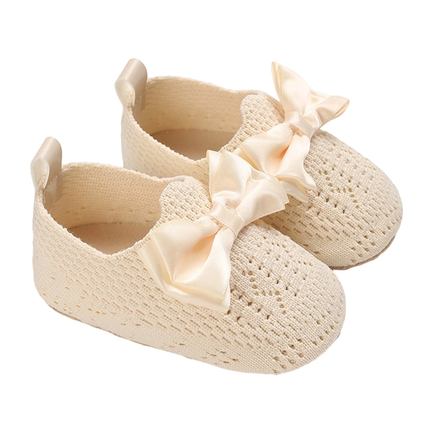 Cute Toddler Girl Knit Sandals with Bow Detail Lightweight Breathable Summer Shoes for Non-Slip Comfort