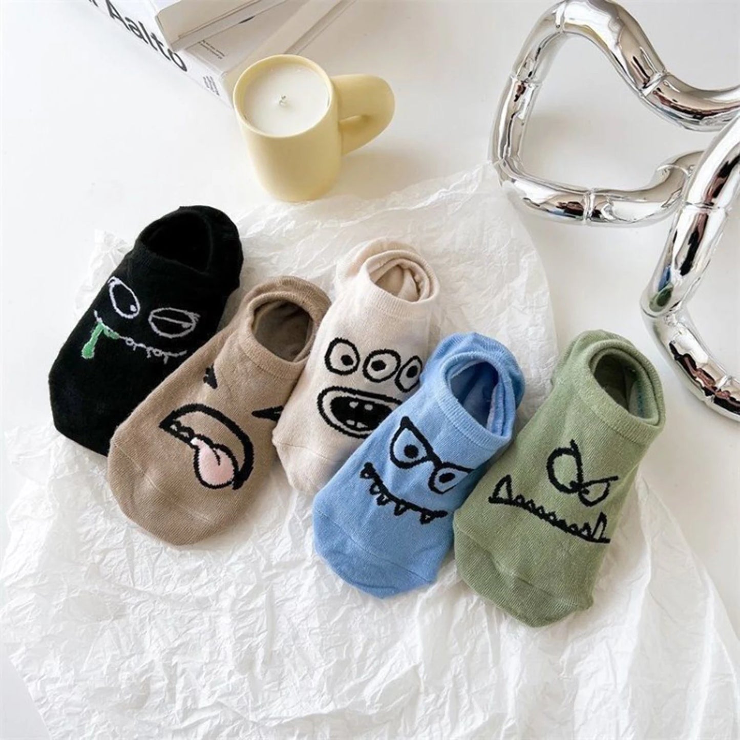 15 Pairs of Men WOMEN'S Cotton Socks, Casual Breathable Short Socks, and Girls' Cartoon Bear Low Cut Ankle Boat Socks