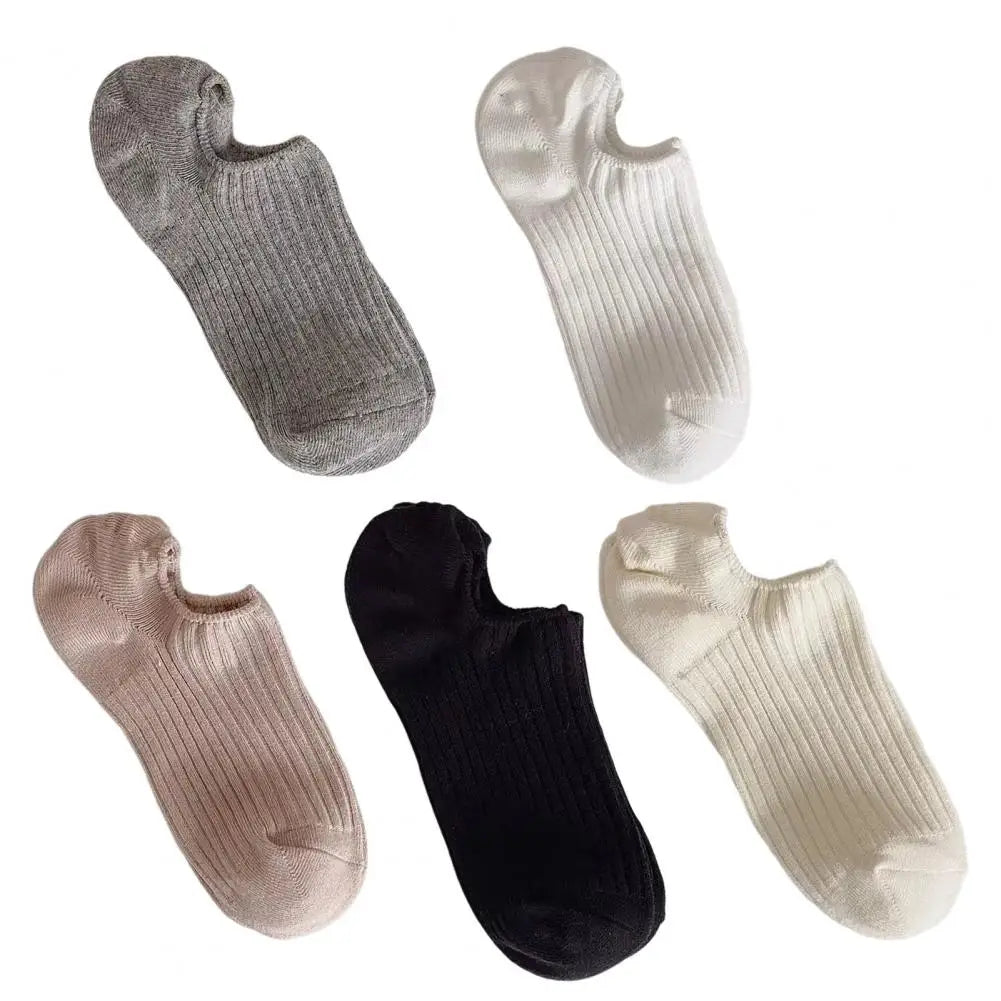 10 Pairs Thin Summer Socks Low-cut Invisible Socks Anti-slip Silicone Solid Color High Elasticity No Odor Daily Wear Outdoors Of