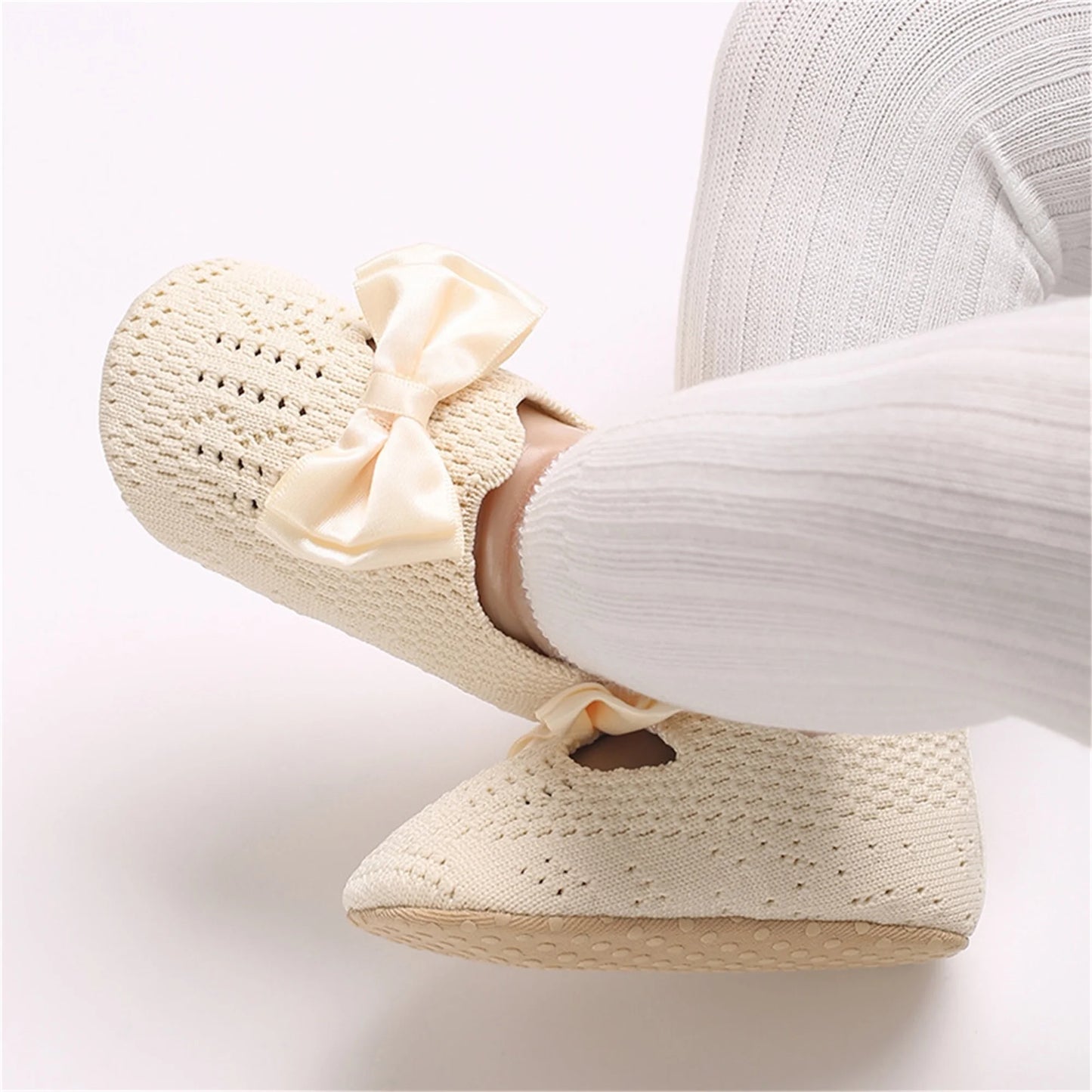 Cute Toddler Girl Knit Sandals with Bow Detail Lightweight Breathable Summer Shoes for Non-Slip Comfort