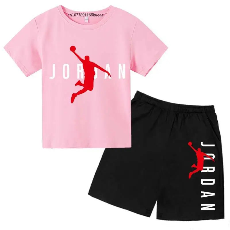 Kids Summer Leisure Letter Print 2pcs Soft T-shirts+Pants Suits 2-13 Years Boys Girls Fashion Outfits Sets Children Gift Clothes