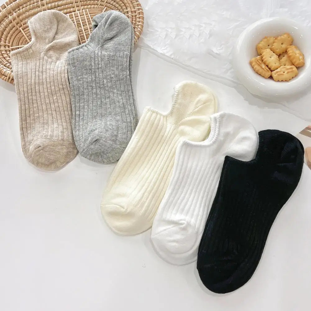 10 Pairs Thin Summer Socks Low-cut Invisible Socks Anti-slip Silicone Solid Color High Elasticity No Odor Daily Wear Outdoors Of