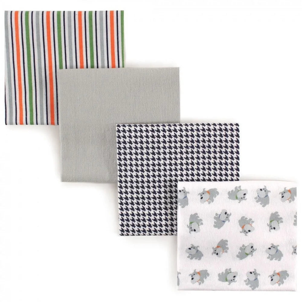 Soft Cotton Flannel Receiving Blankets Set Baby Boys 4-Pack Multi-Use Nursing Cover Burp Cloth Car Seat Cover Tummy Time