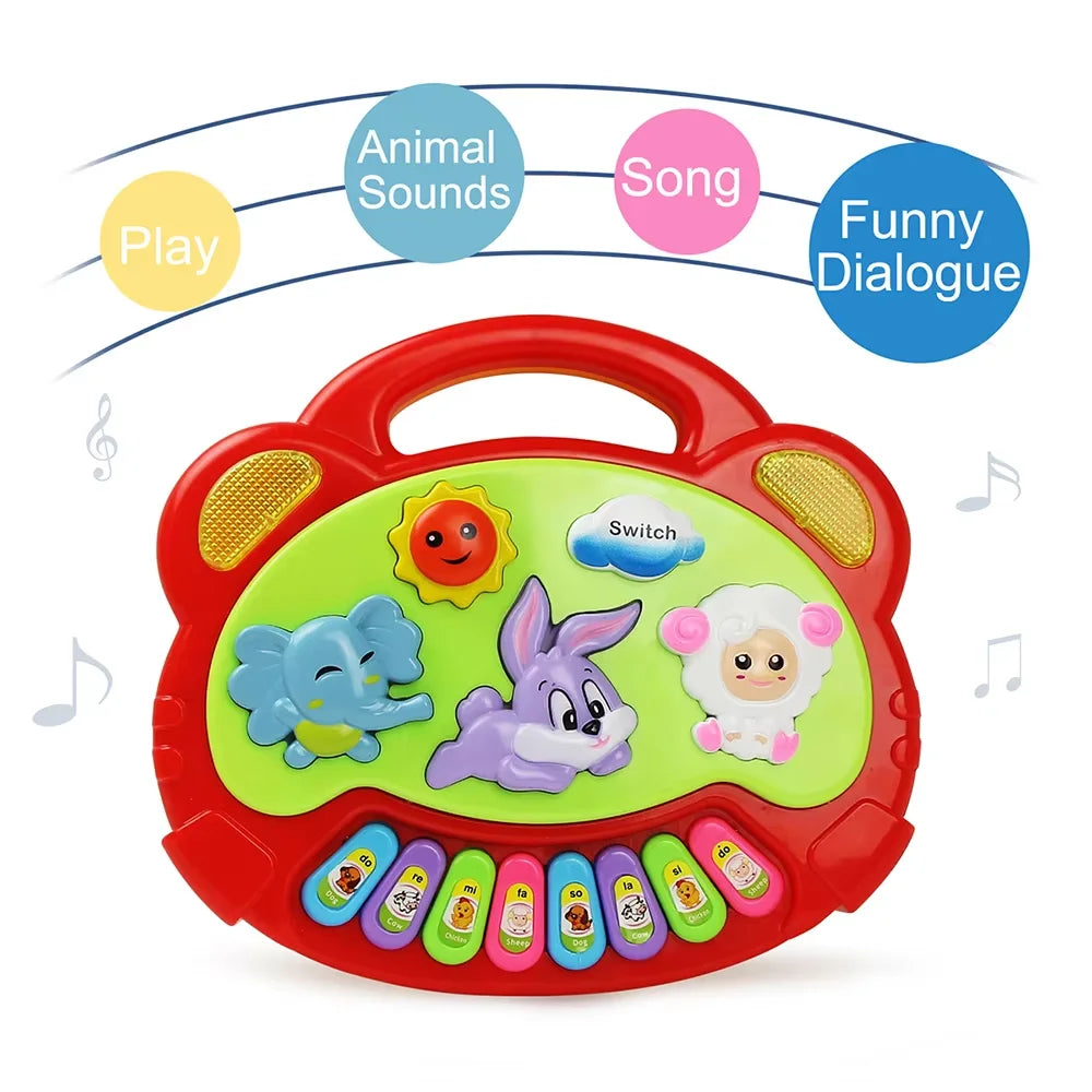 Kids Cartoon Piano Keyboard Game with Flashing Light Music Animal Sounds Baby Instrument Music Toys Educational Toys Kids Gifts