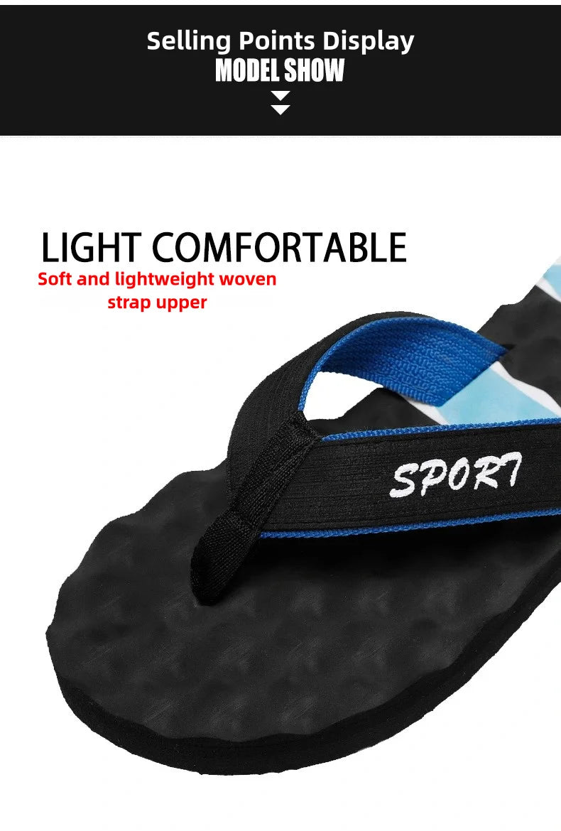 Summer Breathable Men's Flip Flops With Massage Indoor and Outdoor Slippers For Men Beach Sandals Fashionable Contrasting Slides