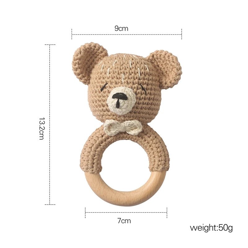 Baby Rattle Bear Crochet Animal Cartoon Music Rattle Toys for Baby Kawaii Teether Rattle Baby Toy 0 12 Months Montessori Toys