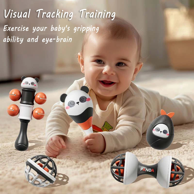 Baby Music Instruments Toy Montessori Rattle Ball Sand Hammer Black White Visual Stimulation Sensory Instrument Educational Toy