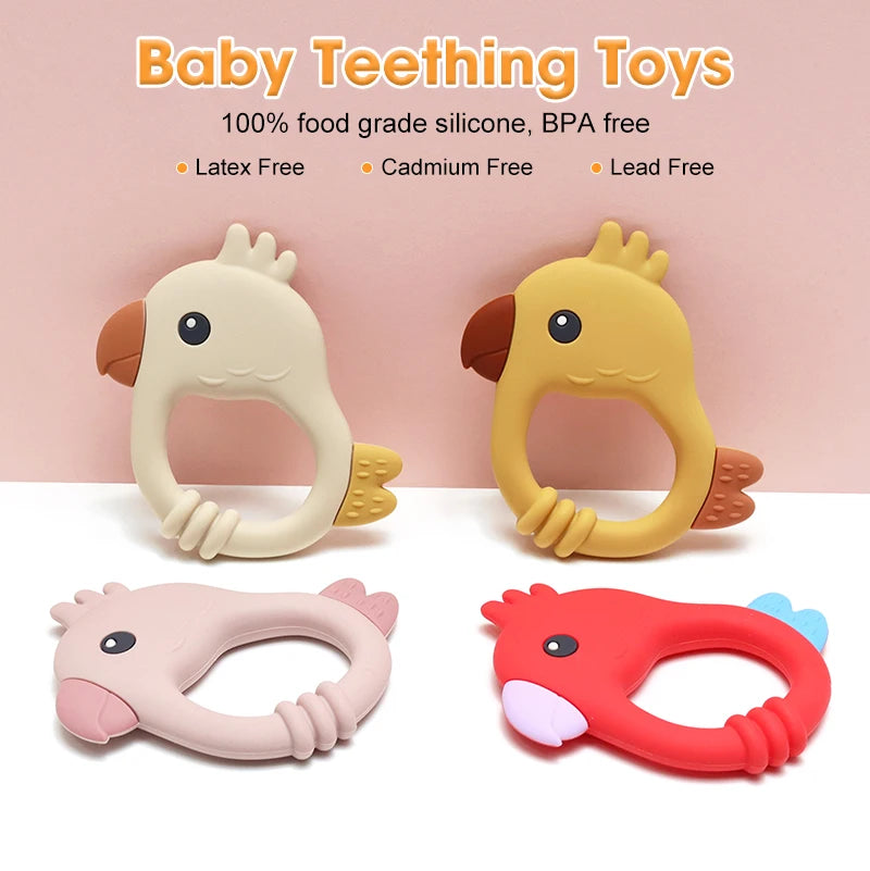 2015 New Design Colorful Parrot Teether - Food-Grade Silicone Baby Teething Toy (BPA-Free) baby teether