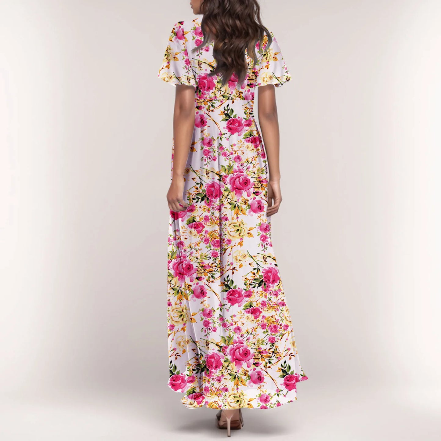 2025 Summer Dresses For Women Casual Short Sleeve Maxi Dresses Cute Floral Maxi Dress Evening Party Wedding Guest Dresses