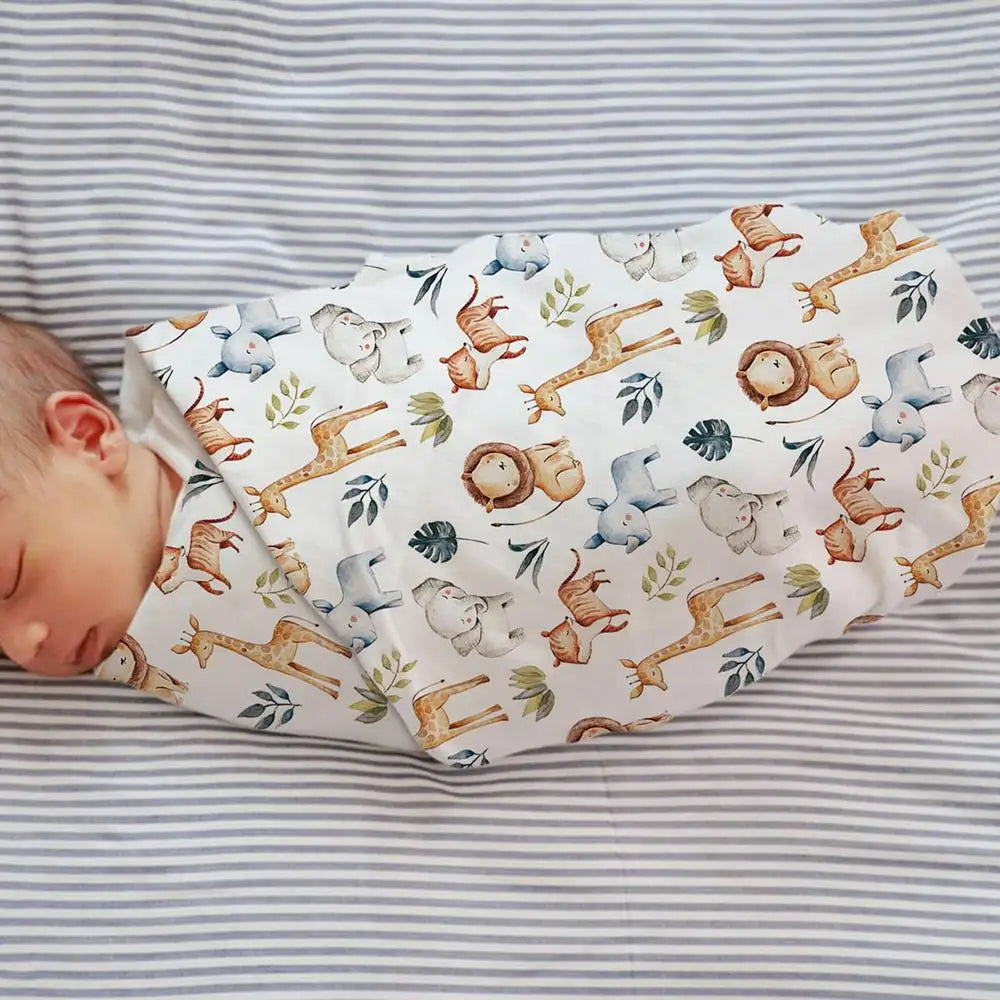 Baby Swaddle Receiving Blankets Baby Girl Swaddle Blanket Headband Kit Printed Pattern Swaddling Blankets For Baby Shower