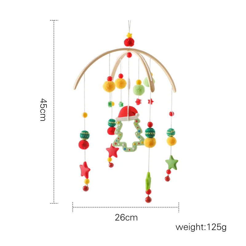 Baby Rattle Wooden Crib Mobile Bed Bell Toys Soft Felt Forest Animal Doll Toy Kid Stroller Comfort Crib Hanging Bracket Toy Gift