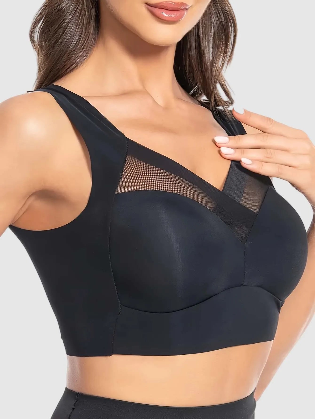 6 pieces of women's plus size wireless sports bra, high elasticity and slim shaping cup - no steel rim, side breast coverage, ga