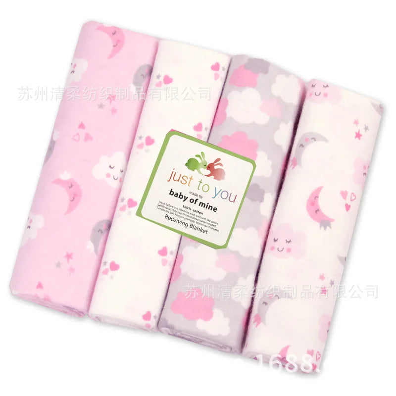 4Pcs/Lot 100% Cotton Muslin Flannel Baby Swaddles Soft Newborns Blankets Baby Blankets Newborn Muslin Diapers Baby Swaddle Wrap