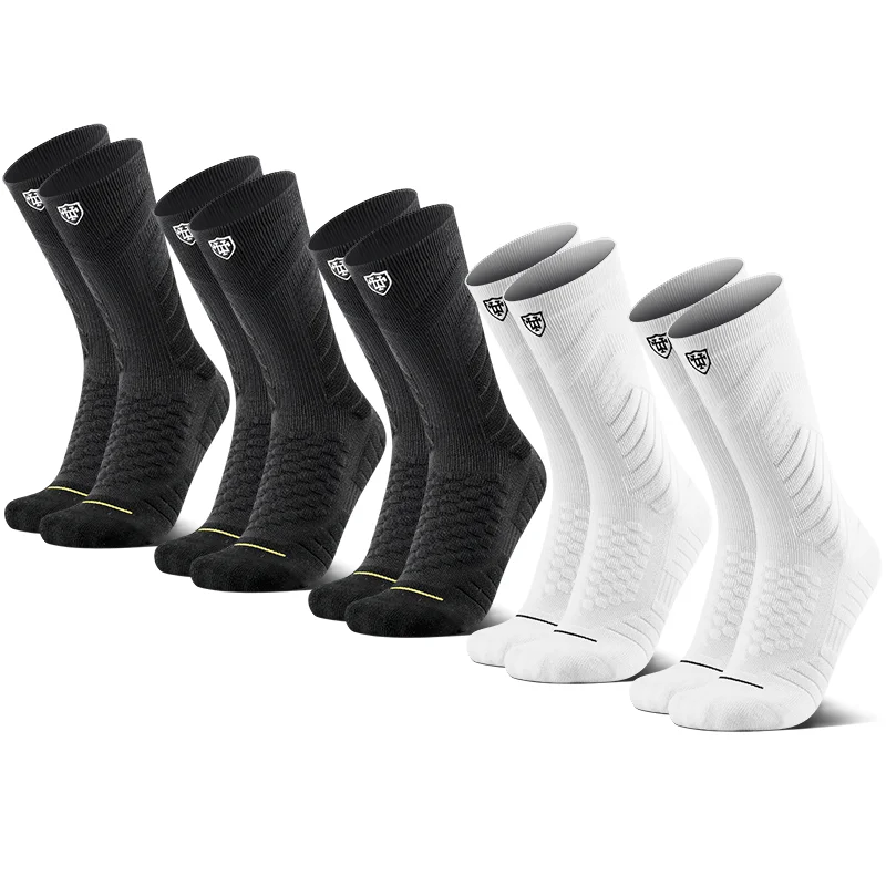 5 Pairs Men's Mid-Calf Athletic Crew Socks Arch Support Compression Outdoor Sports Socks for Running Gym Fitness