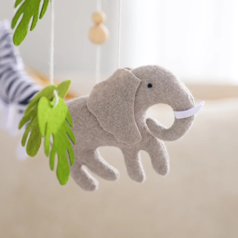 Baby Rattle Wooden Crib Mobile Bed Bell Toys Soft Felt Forest Animal Doll Toy Kid Stroller Comfort Crib Hanging Bracket Toy Gift
