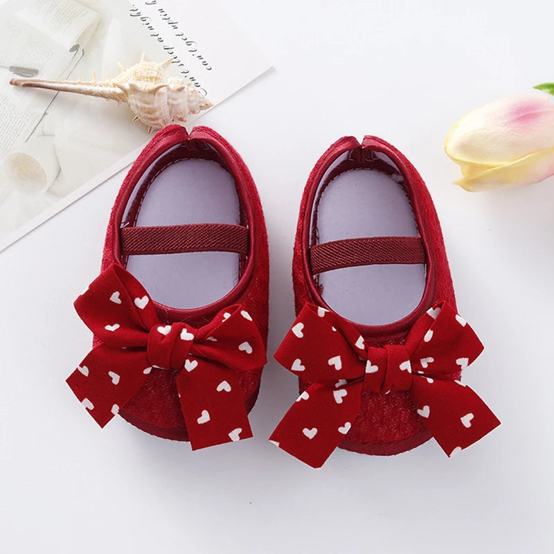 Cute Baby Girls Slip-On Shoes with Bow Detail Flexible Sole and Secure Elastic Band for Indoor and Outdoor Use