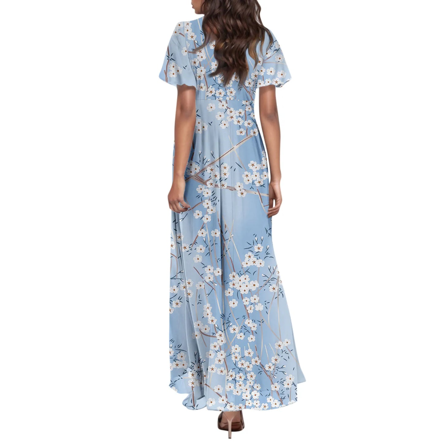 2025 Summer Dresses For Women Casual Short Sleeve Maxi Dresses Cute Floral Maxi Dress Evening Party Wedding Guest Dresses