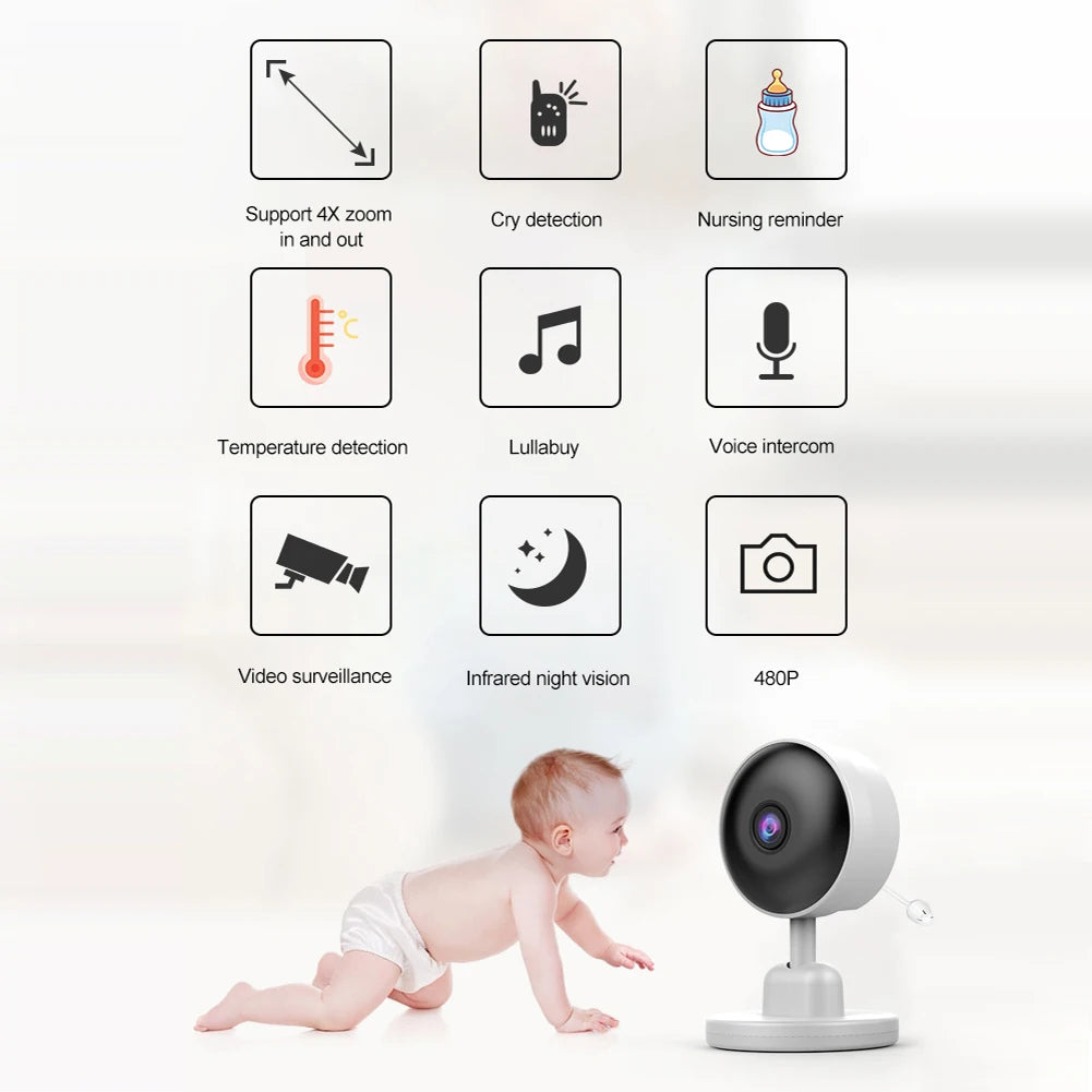 Video Baby Monitor 2.8in LCD Display Monitor Camera Video Intercom Lullabies Night Vision Temperature Monitor for Baby Pet Eldly