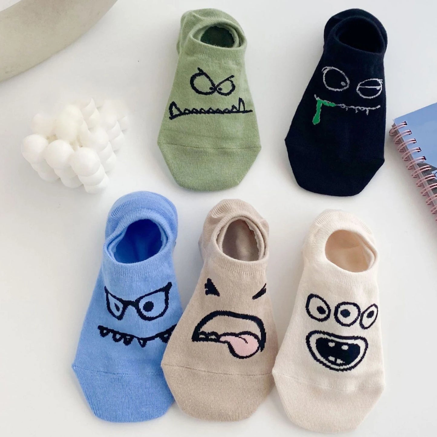15 Pairs of Men WOMEN'S Cotton Socks, Casual Breathable Short Socks, and Girls' Cartoon Bear Low Cut Ankle Boat Socks