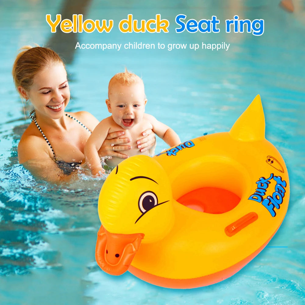 Inflatable Duck Swimming Ring with Handle Quacker Swimming Pool Ring PVC Floating Baby Swim Circle Kids Water Play Equipment