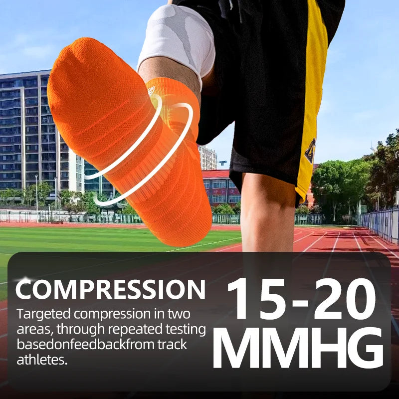 5 Pairs Men's Mid-Calf Athletic Crew Socks Arch Support Compression Outdoor Sports Socks for Running Gym Fitness