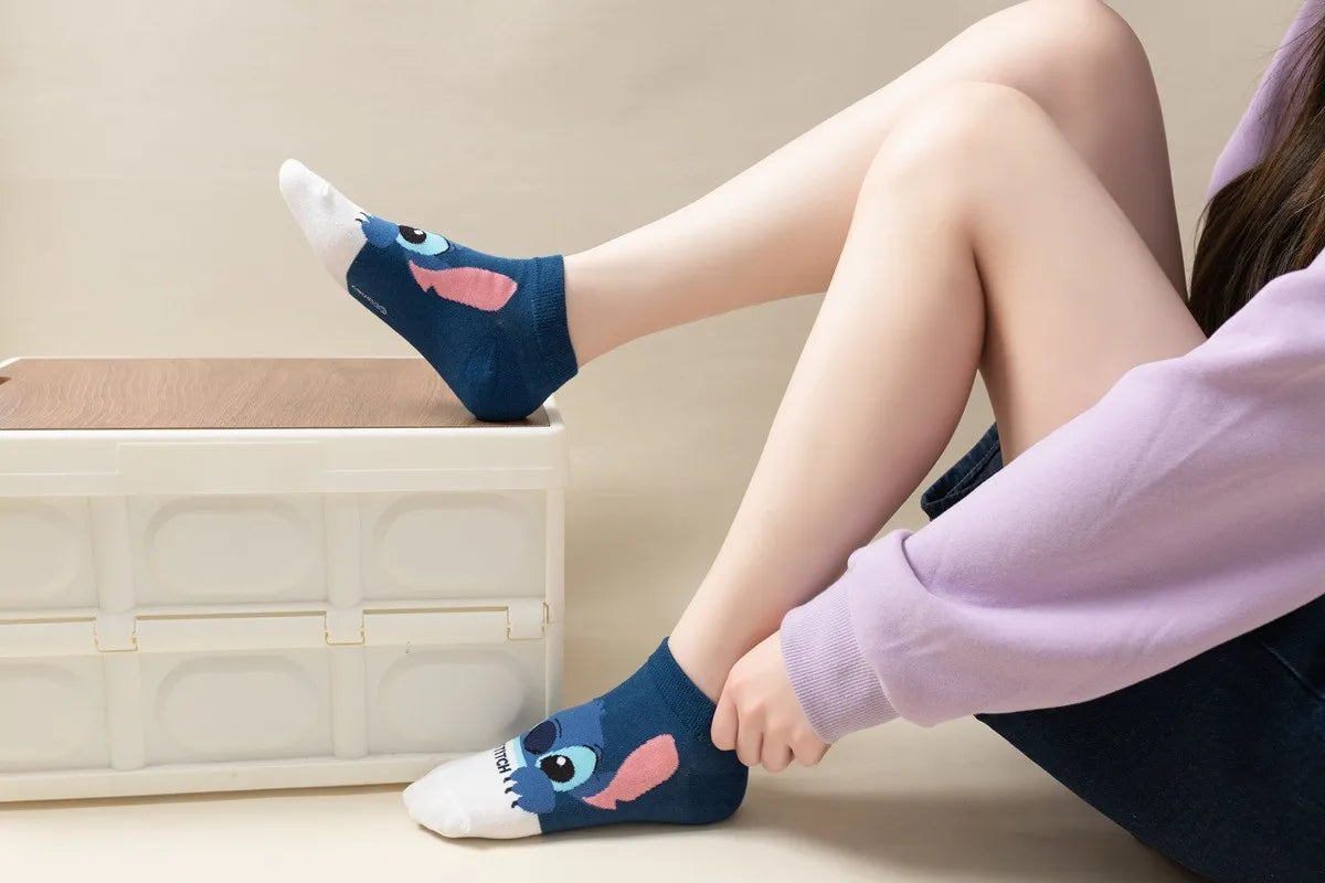 5pairs/set Disney Mickey Mouse Short Woman Socks Anime Donald Sweat Summer Cotton Girl Women's Boat Socks Ankle Low Female Sock