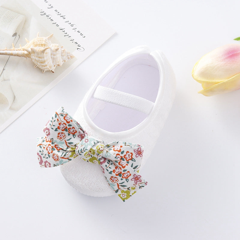 Cute Baby Girls Slip-On Shoes with Bow Detail Flexible Sole and Secure Elastic Band for Indoor and Outdoor Use