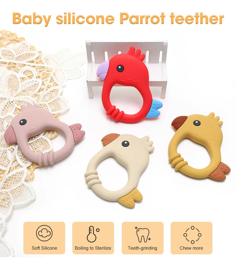 2015 New Design Colorful Parrot Teether - Food-Grade Silicone Baby Teething Toy (BPA-Free) baby teether
