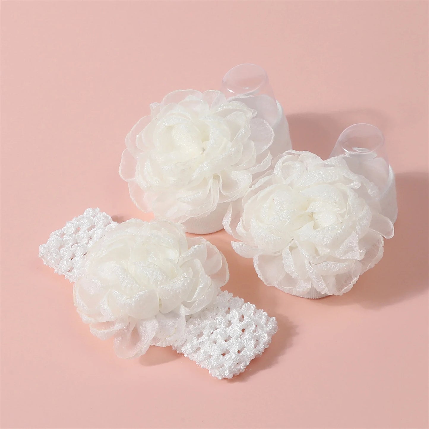 Adorable Baby Girls Hair Bow Clips and Socks Set Sweet Floral Headbands and Ankle Socks Infant Christening Outfit Accessory