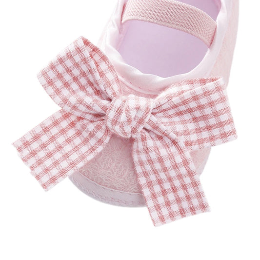 Cute Baby Girls Slip-On Shoes with Bow Detail Flexible Sole and Secure Elastic Band for Indoor and Outdoor Use